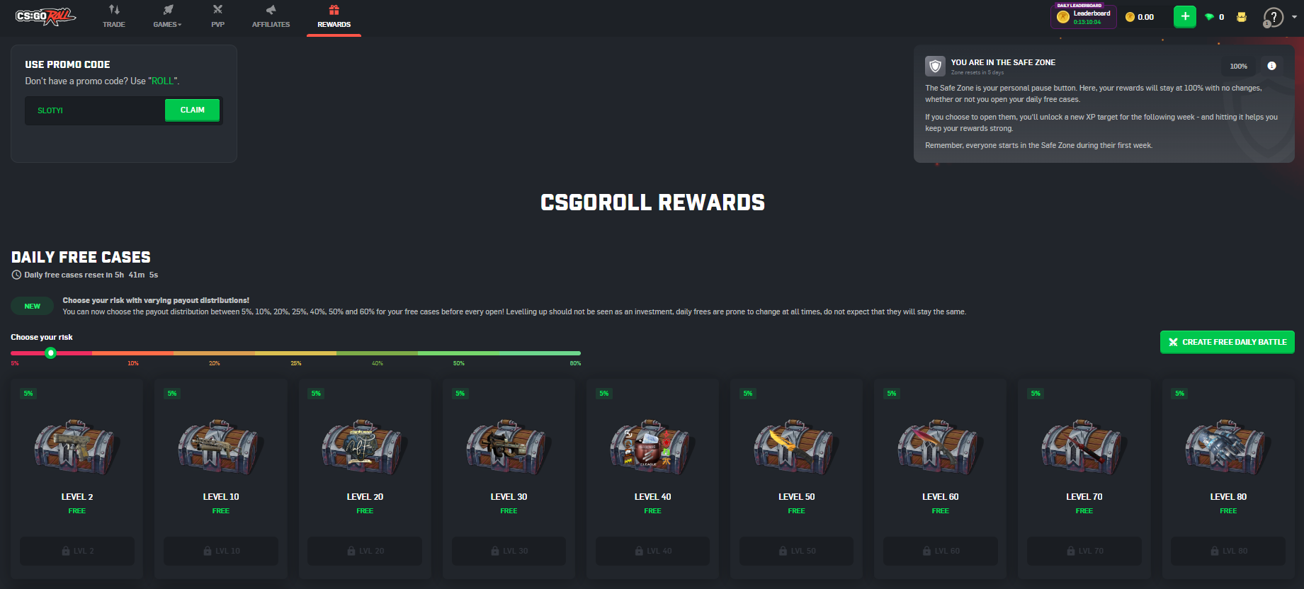 csgoroll rewards