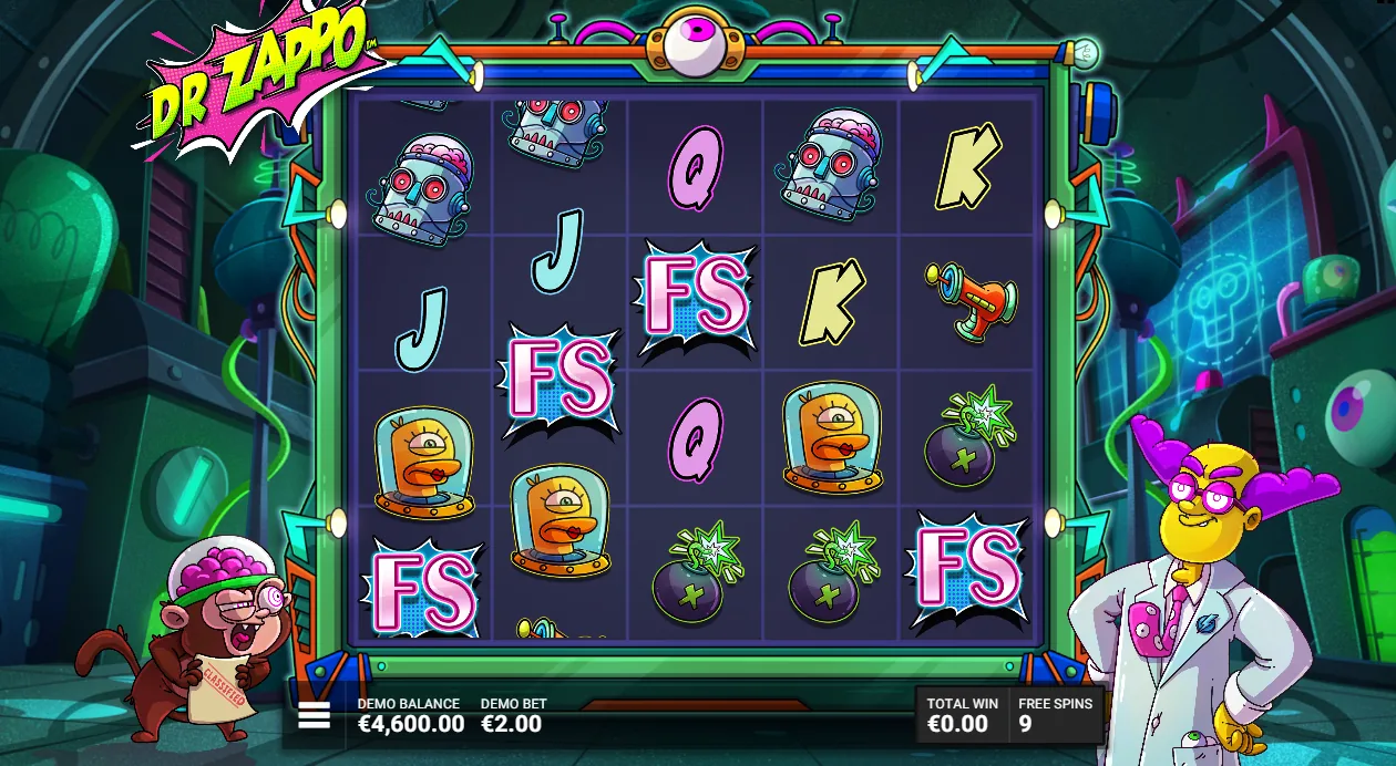 Dr Zappo slot by Hacksaw Gaming — 96.31% RTP