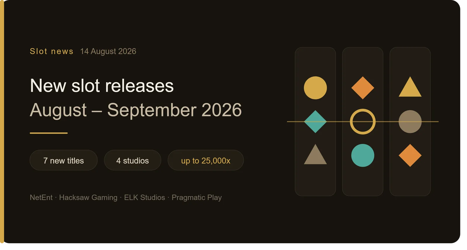 New Slot Releases: The Full August–September 2026 Lineup, RTPs and Max Wins